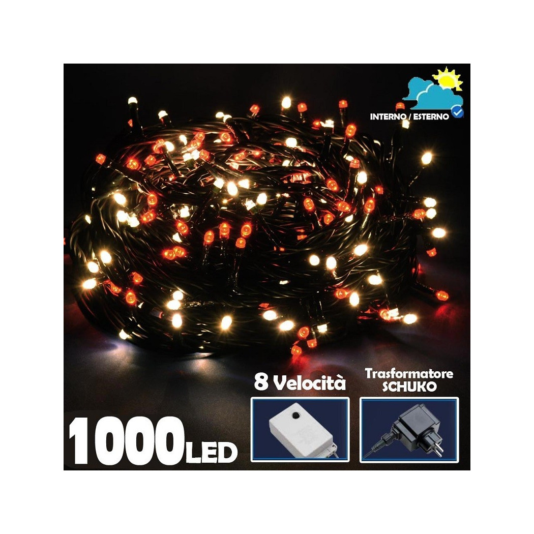foto del prodotto trade shop catena luminosa 1000 luci led albero di natale lucciole bianco caldo rosso esterno 