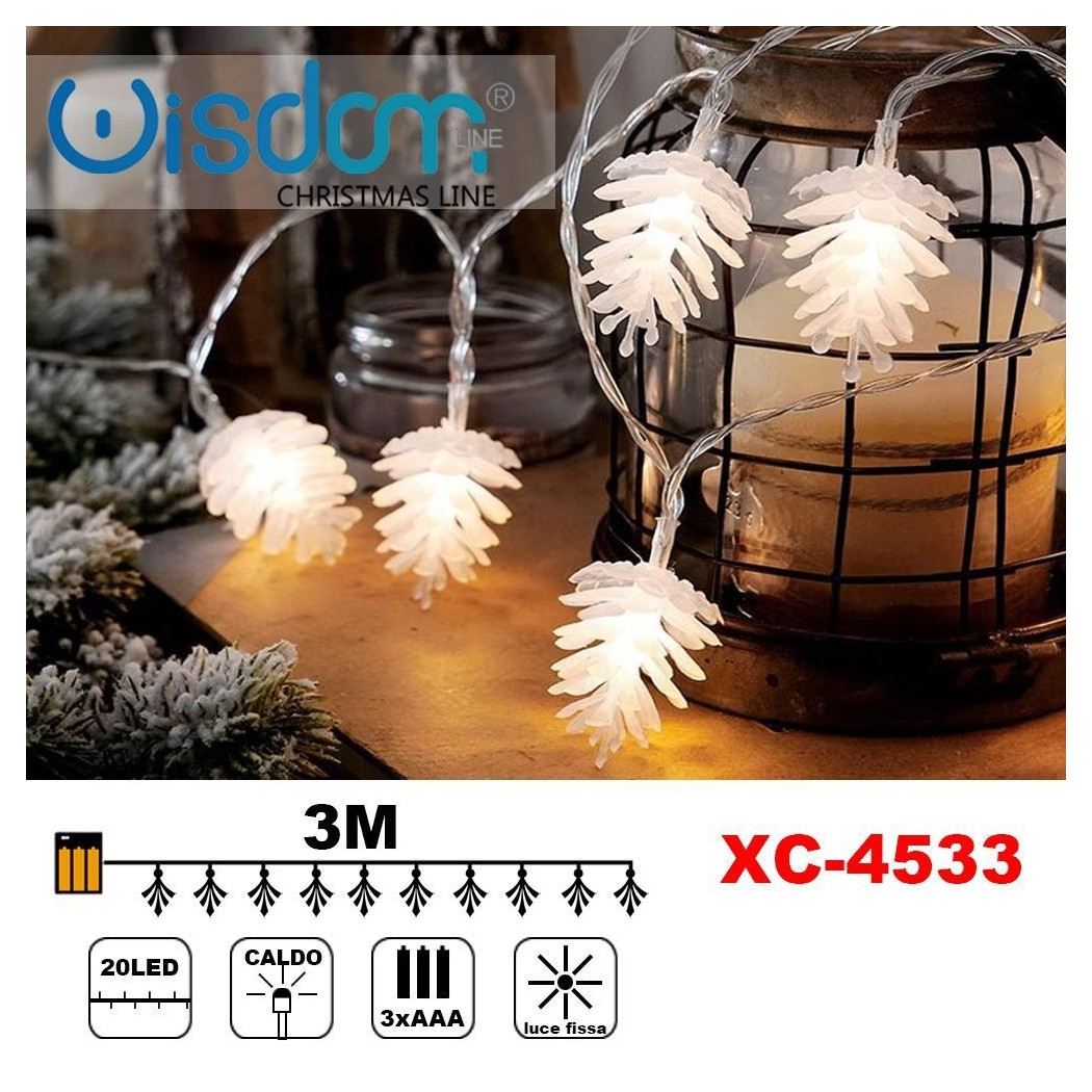 foto del prodotto trade shop catena luminosa 20 led a batteria luce calda fissa decorazioni natalizie xc 4533 
