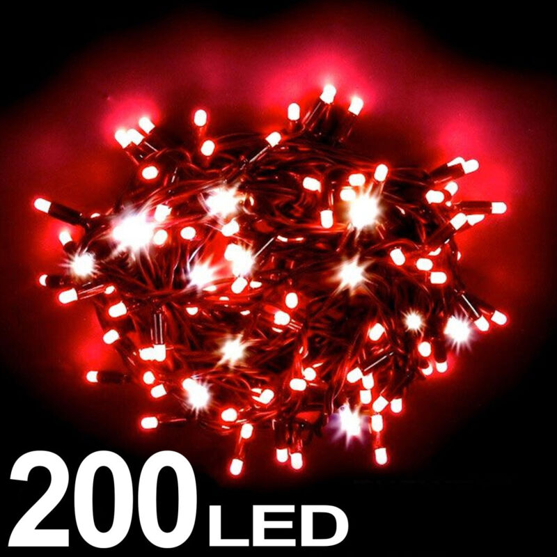foto del prodotto trade shop catena luminosa 200 luci led lucciole colore rosso con controller 8 funzioni 