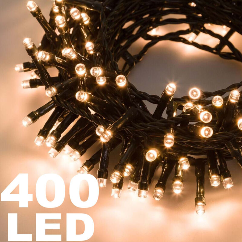 foto del prodotto trade shop catena luminosa 400 luci led lucciole bianco caldo controller 8 funzioni interno 