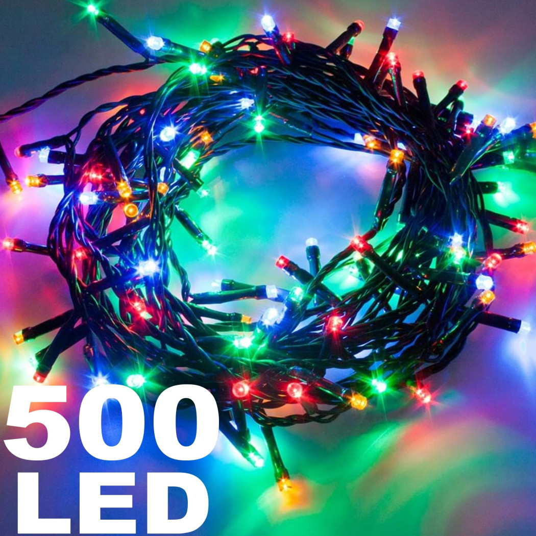 foto del prodotto trade shop catena luminosa 500 luci led lucciole multicolore con controller uso interno 