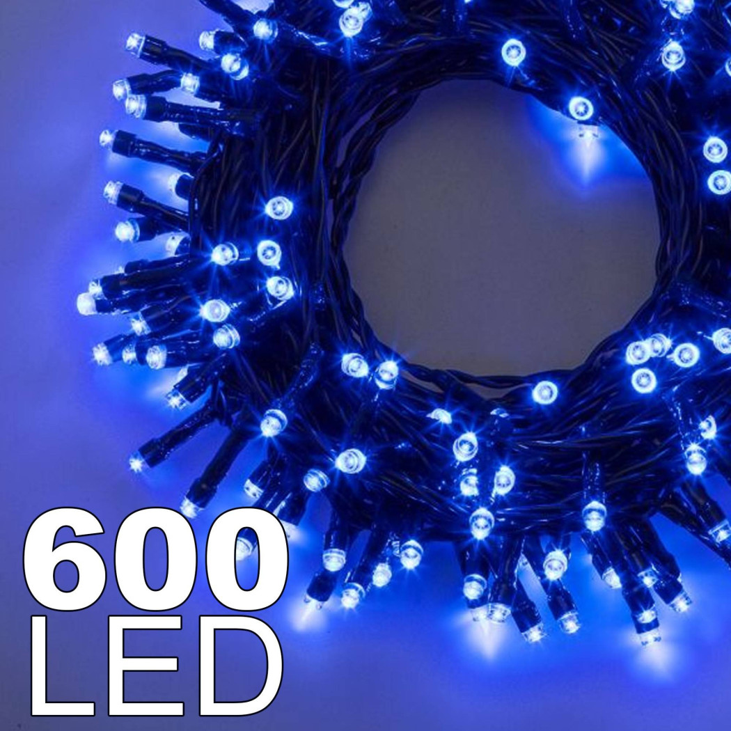 foto del prodotto trade shop catena luminosa 600 luci led lucciole colore blu con controller uso interno ip20 