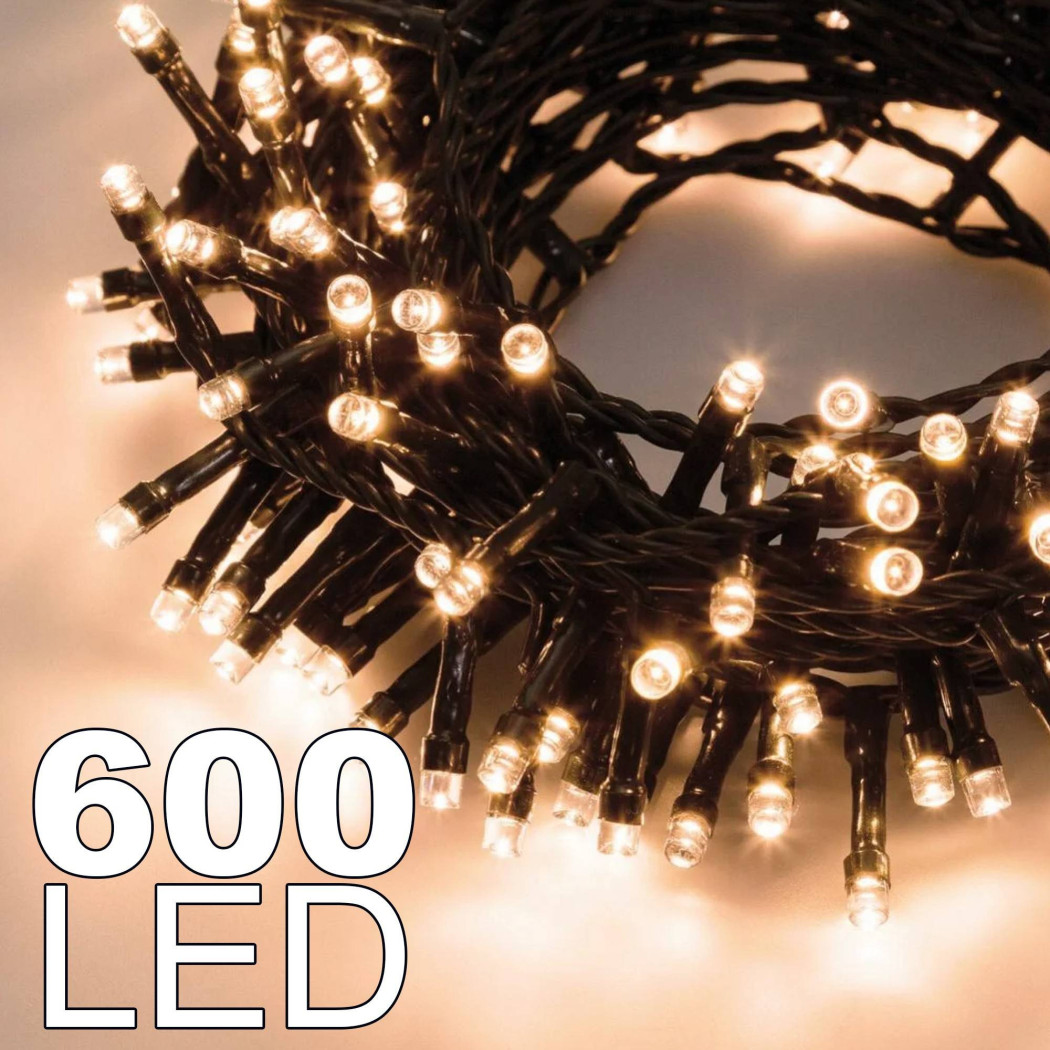 foto del prodotto trade shop catena luminosa 600 luci led lucciole colore caldo con controller uso interno 