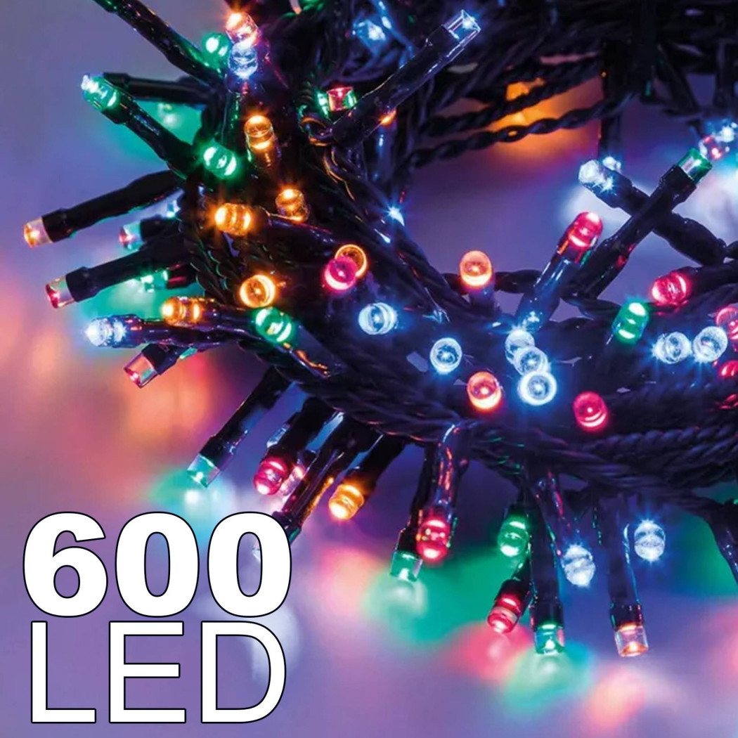 foto del prodotto trade shop catena luminosa 600 luci led lucciole multicolore rgb con controller uso interno 