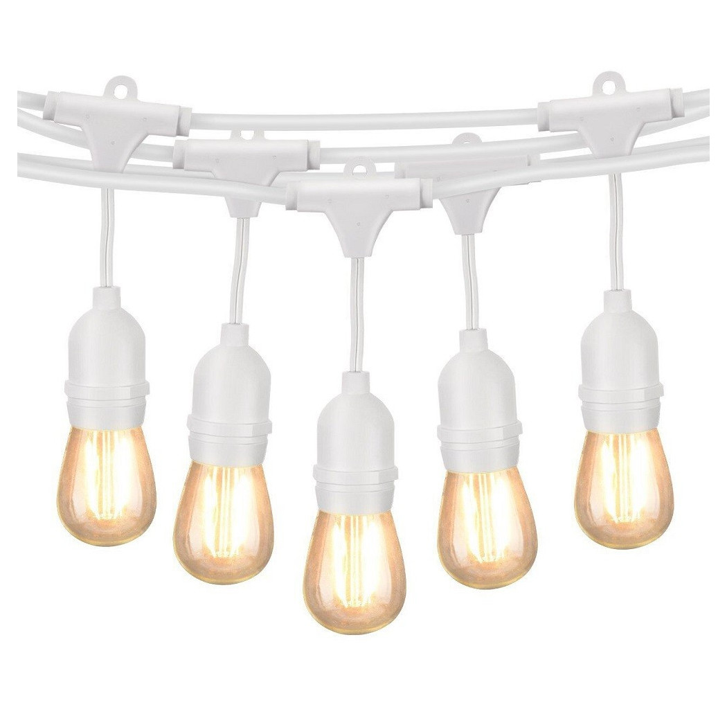 foto del prodotto trade shop catena luminosa da esterno modulare 10 lampadine e27 cavo 10 metri ip65 bianco 