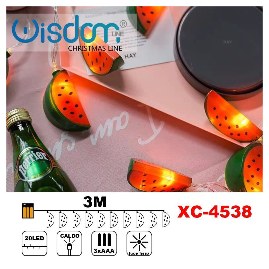 foto del prodotto trade shop catena luminosa fette anguria 20led batteria luce calda fissa decorazioni xc 4538 