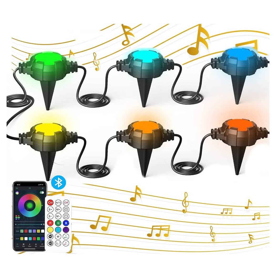 foto del prodotto trade shop catena luminosa solare crepuscolare led rgb rgbw smart bluetooth ip65 luce 13 mt 