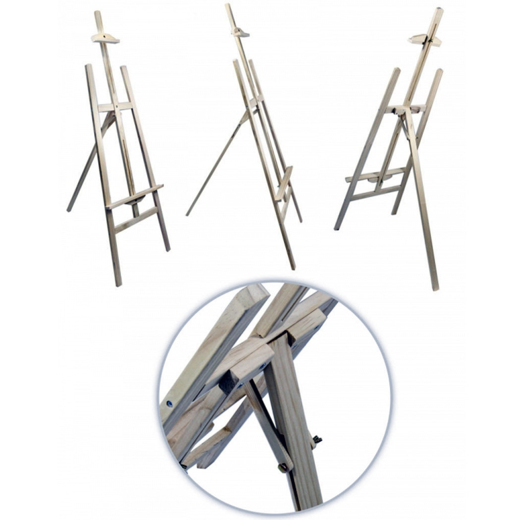 foto del prodotto trade shop cavalletto artistico supporto per pittura tela pieghevole legno 120cm disegno 