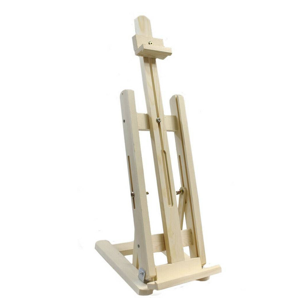 foto del prodotto trade shop cavalletto pittorico legno inclinabile regolabile per pittura tele quadri 50cm 