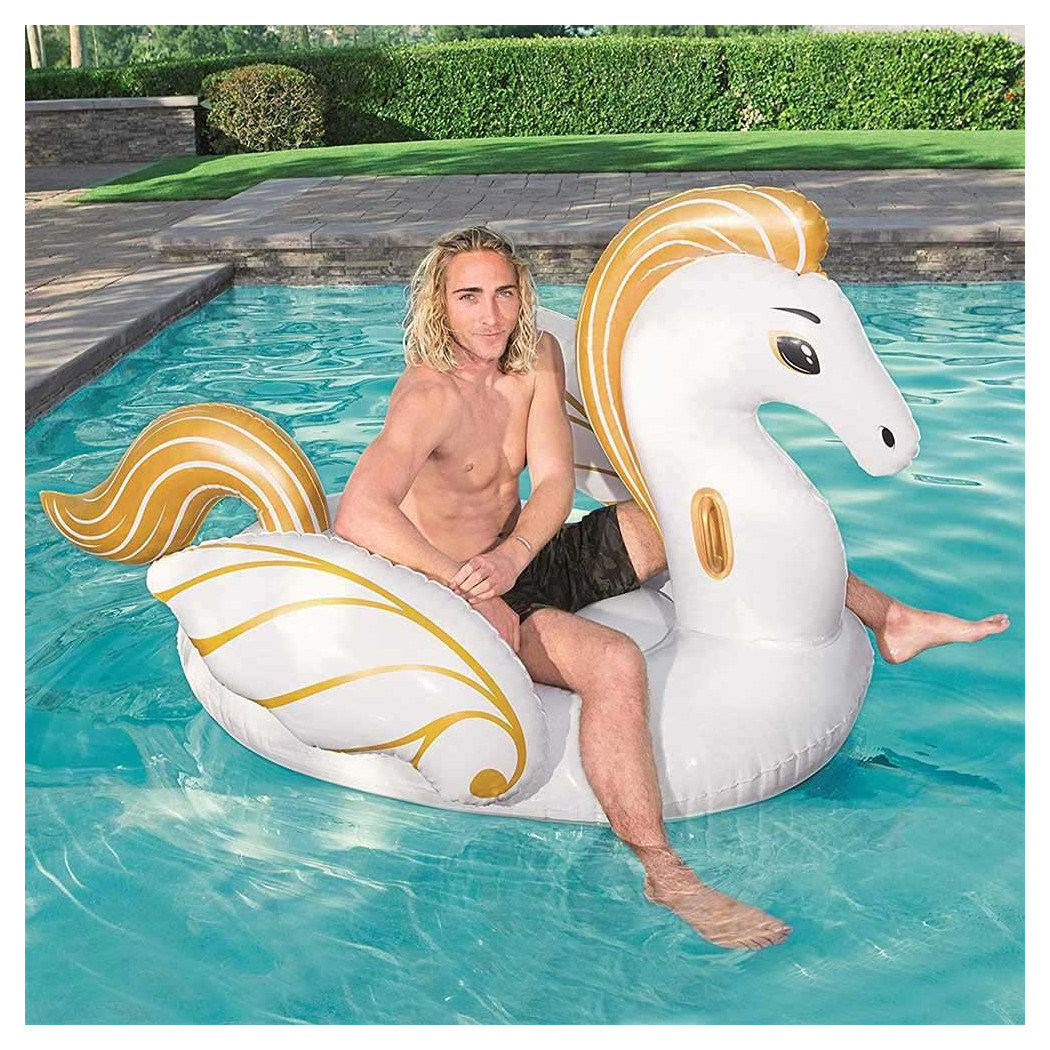 foto del prodotto trade shop cavallo fashion pegaso cavalcabile gigante 231 x 150 cm unicorno bianco 