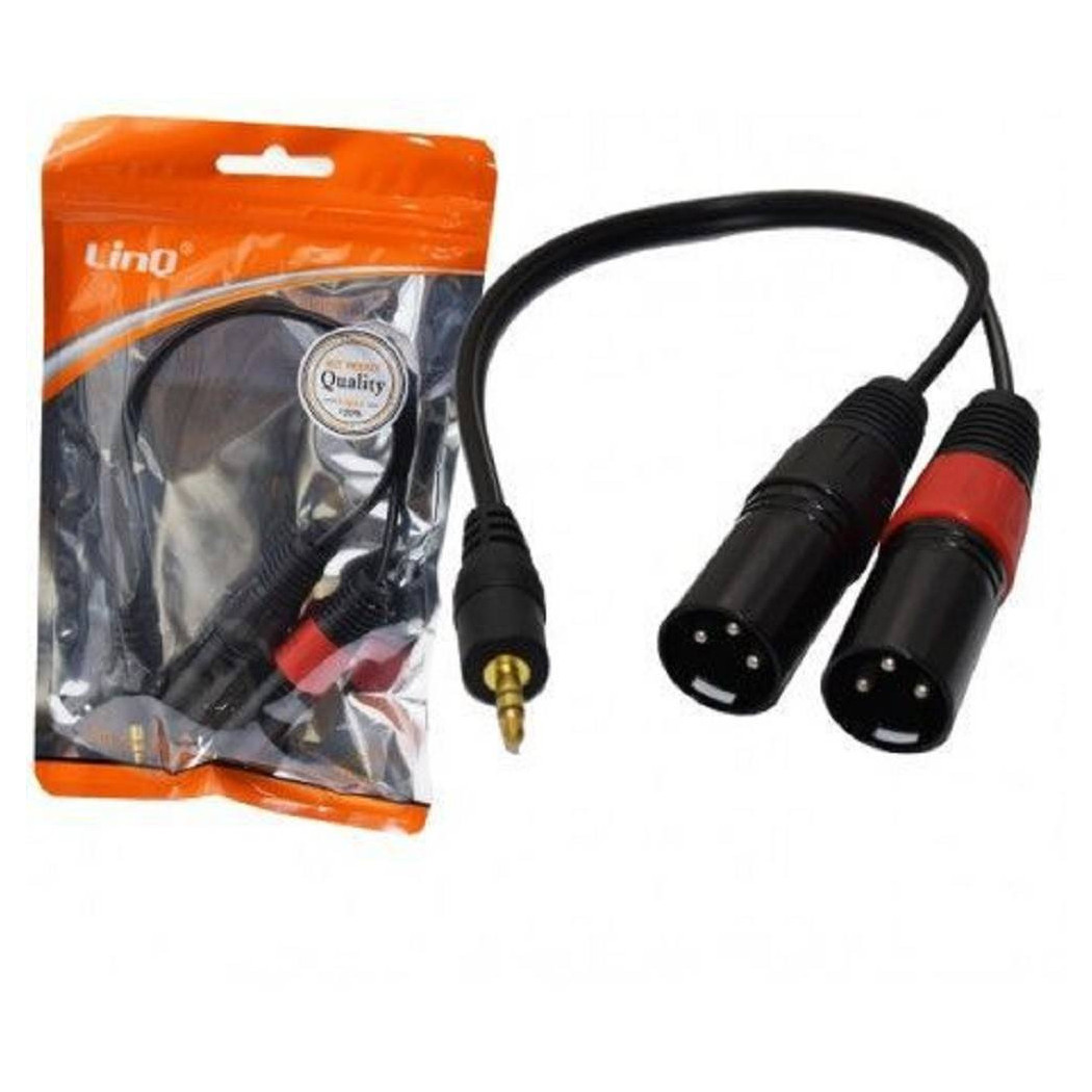 foto del prodotto trade shop cavo adattatore audio da 2 xlr maschio a jack aux 3,5mm maschio microfono kl 9224 