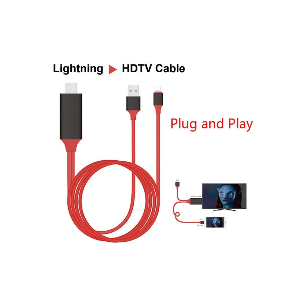 foto del prodotto trade shop cavo adattatore video lightning usb hdmi hdtv tv per iphone i7 i6 i5 