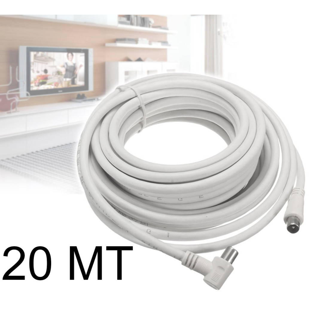 foto del prodotto trade shop cavo antenna maschio femmina 20 metri per tv spinotto jack maschio femmina m f 