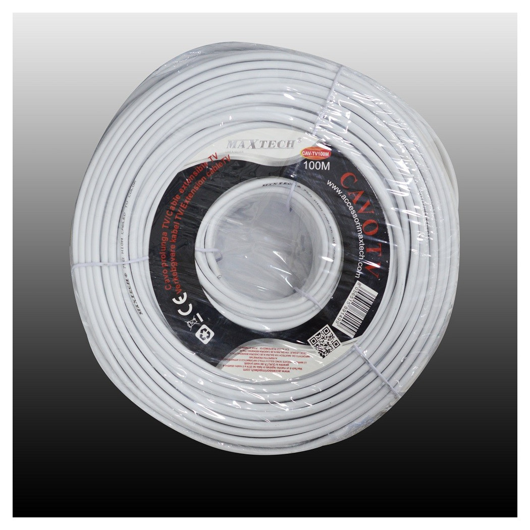 foto del prodotto trade shop cavo cavetto coassiale tv prolunga pvc 100 metri schermatura maxtech cav tv100m 