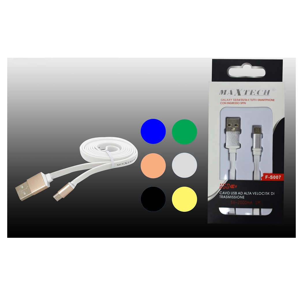foto del prodotto trade shop cavo cavetto per samsung galaxy micro usb carica dati caricatore maxtech f s007 
