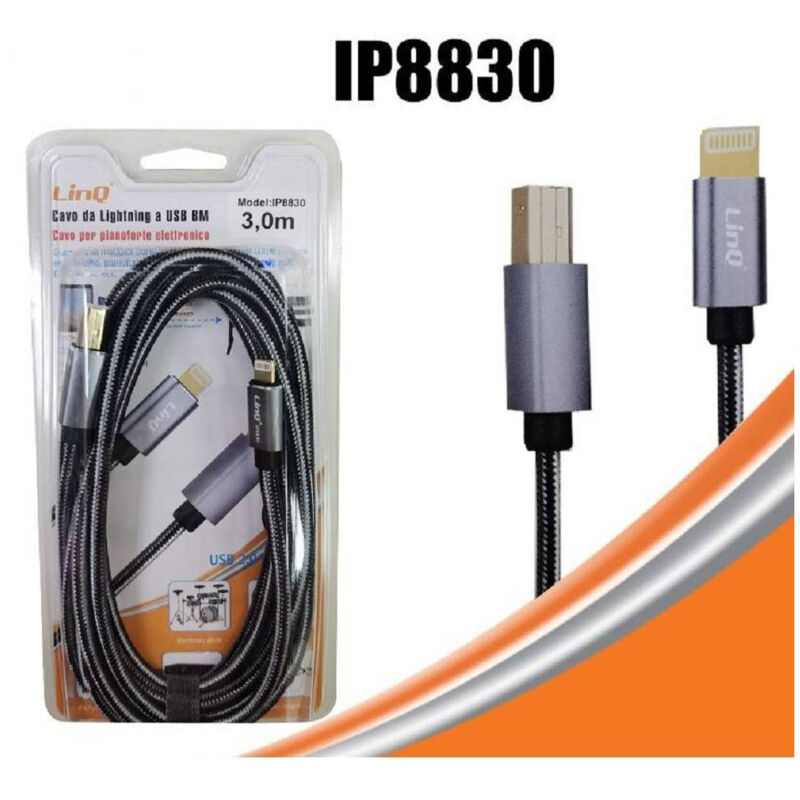 foto del prodotto trade shop cavo da lightning a usb bm type b per stampante pianoforte elettronico 3mt ip8830 
