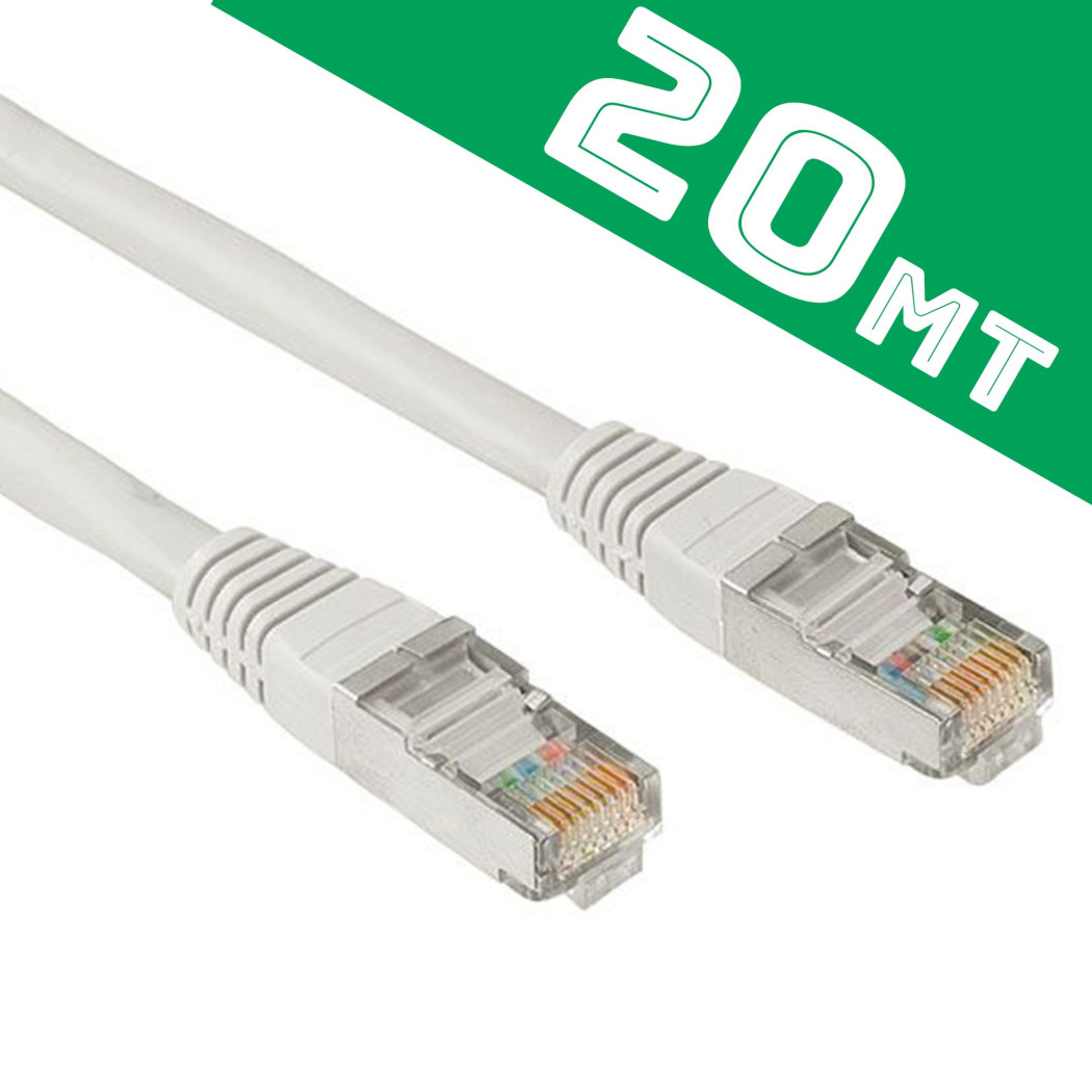 foto del prodotto trade shop cavo di rete ethernet lan rj45 20 metri cat5 bobina gi cablato e testato 