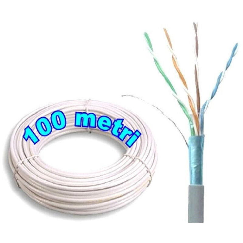 foto del prodotto trade shop cavo di rete lan ethernet cat 6 schermato utp da 100mt per videeosorveeglianza 