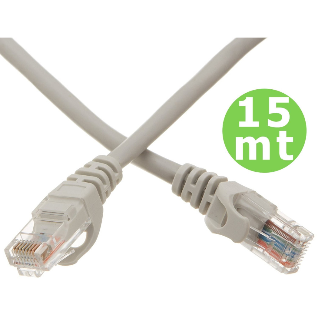 foto del prodotto trade shop cavo di rete lan ethernet rj45 15 metri categoria 5 prolunga 15mt utp 