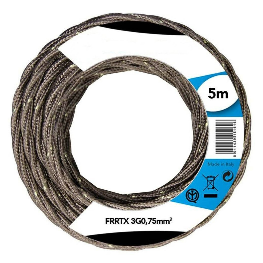 foto del prodotto trade shop cavo elettrico in tessuto frrtx 5mt intrecciato per lampada e lampadario bronzo 