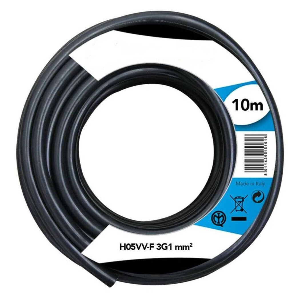 foto del prodotto trade shop cavo elettrico prolunga 10mt 3g1 mm h05vv f matassa filo elettrico nero 