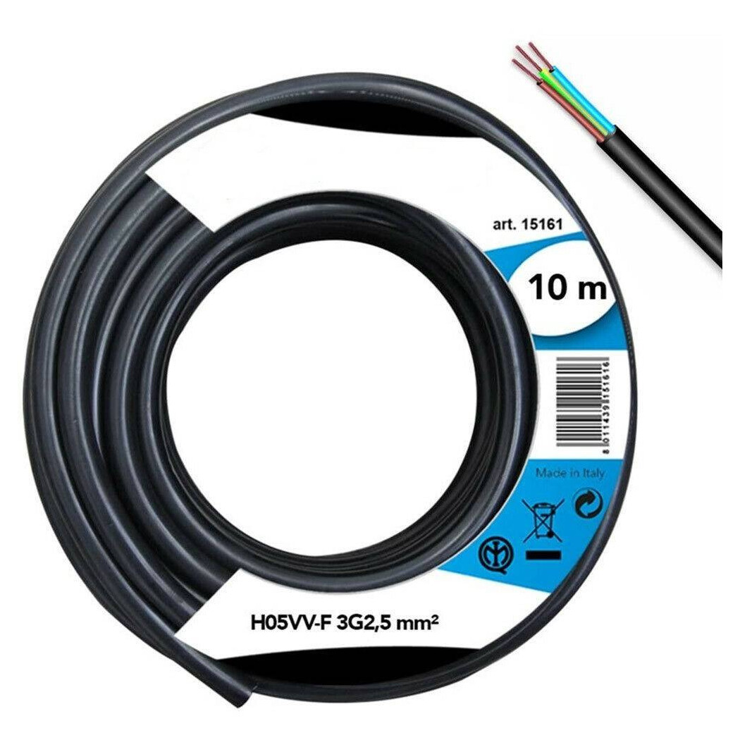 foto del prodotto trade shop cavo elettrico prolunga 10mt 3g2.5 mm h05vv f matassa filo elettrico nero 