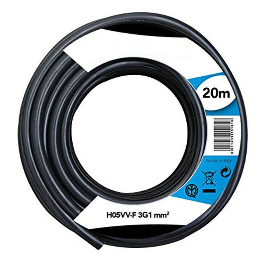 foto del prodotto trade shop cavo elettrico prolunga 20mt 3g1 mm h05vv f matassa filo elettrico nero 