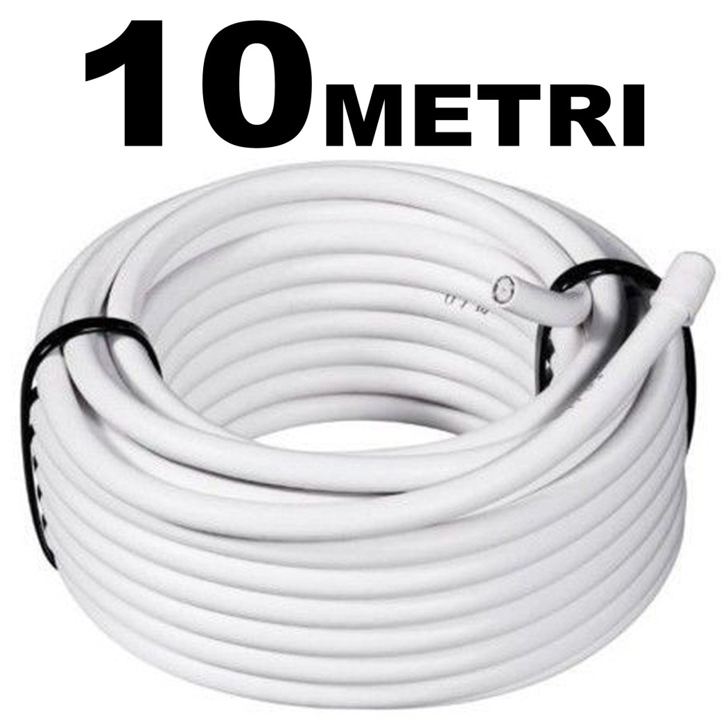 foto del prodotto trade shop cavo prolunga 10mt coassiale tv antenna digitale terrestre 75ohm cablato bianco 