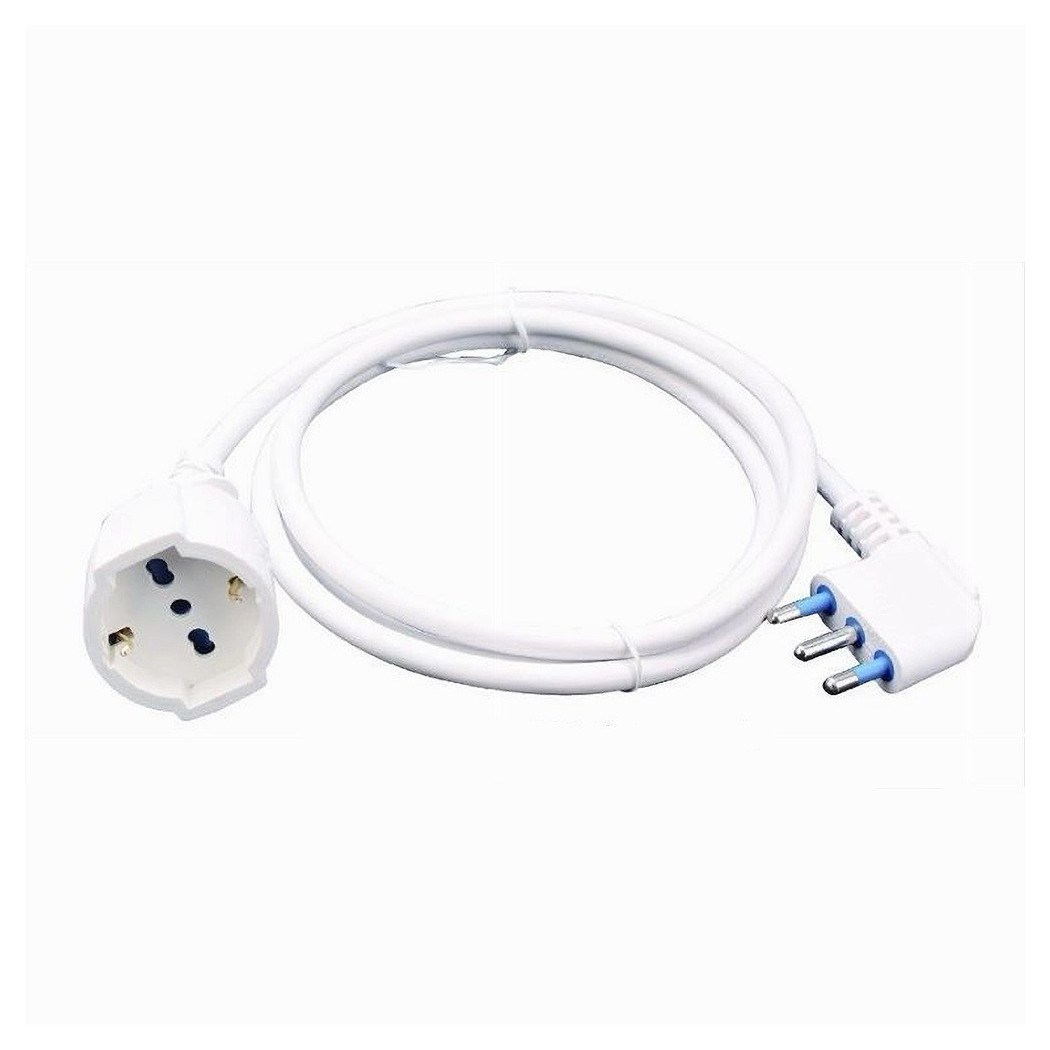 foto del prodotto trade shop cavo prolunga con spina 16a presa schuko bivalente 3 metri colore bianco 83286 