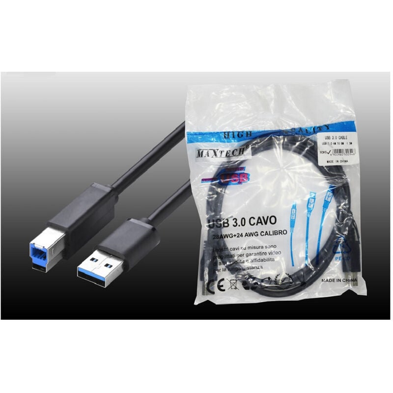 foto del prodotto trade shop cavo stampante usb 3.0 tipo a maschio usb 3.0 tipo b maschio 1.5mt maxtech ca 3bm1.5m 