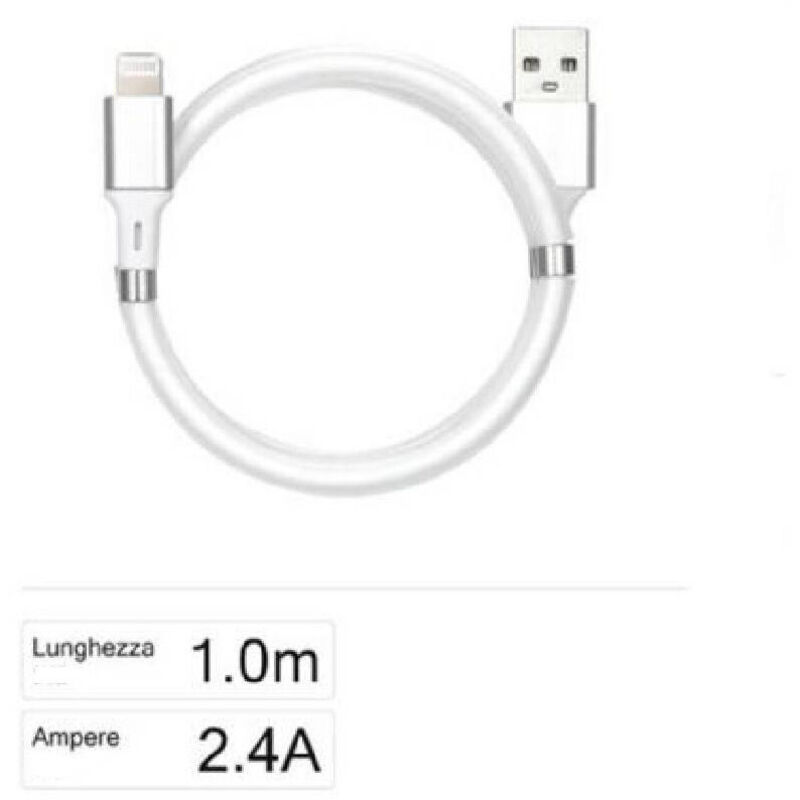foto del prodotto trade shop cavo usb ricarica trasferimento dati a lightning 2.4a 1mt iphone ipad f ip028 