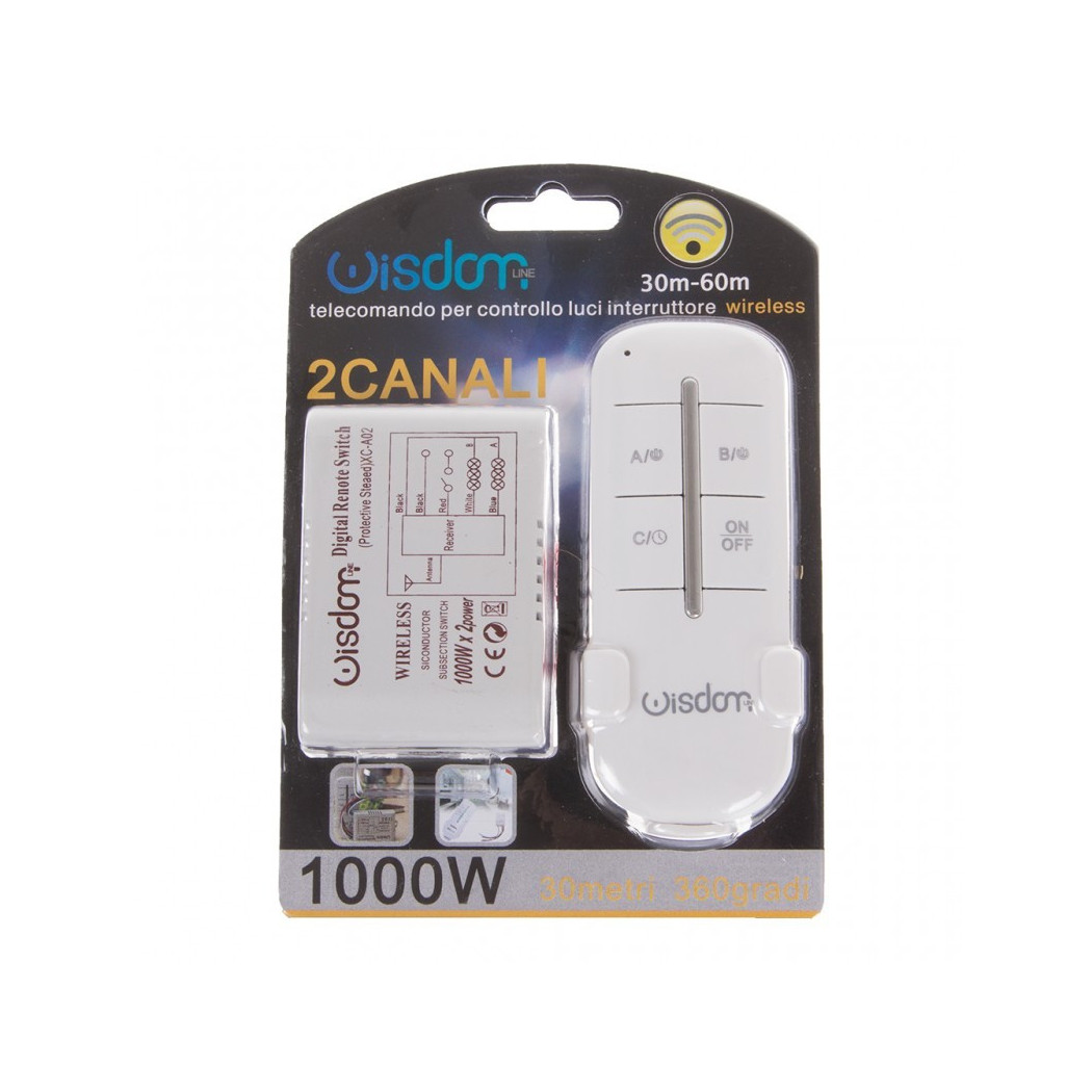 foto del prodotto trade shop centralina 2 canali telecomando wireless wisdom per controllo luci led 1000wx2 