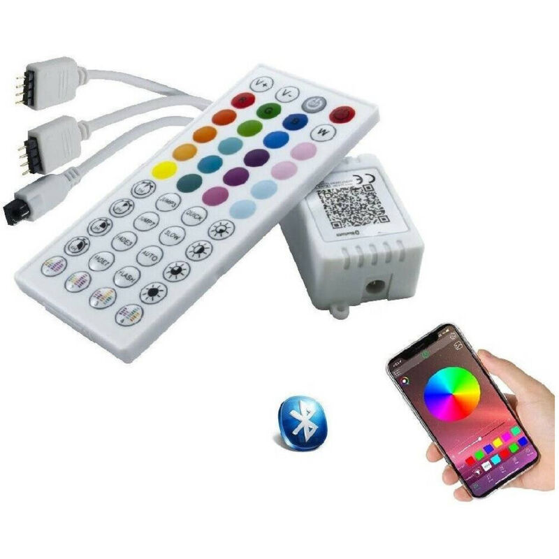 foto del prodotto trade shop centralina musicale per strisce led rgb bluetooth 2 connettori te rgb3 telecomando 