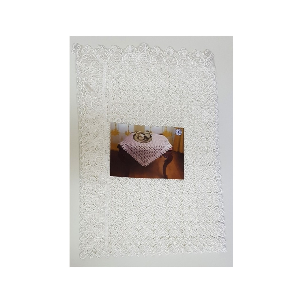 foto del prodotto trade shop centrino centrotavola bianco avorio quadrato merletto centro tavola 80x80cm 