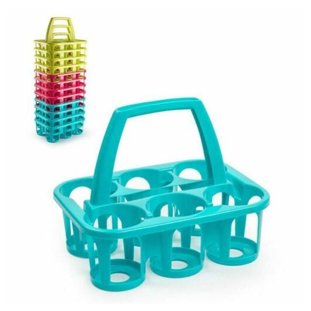 foto del prodotto trade shop cestello cestino portabottiglie bottiglie 6 posti in plastica colorato 