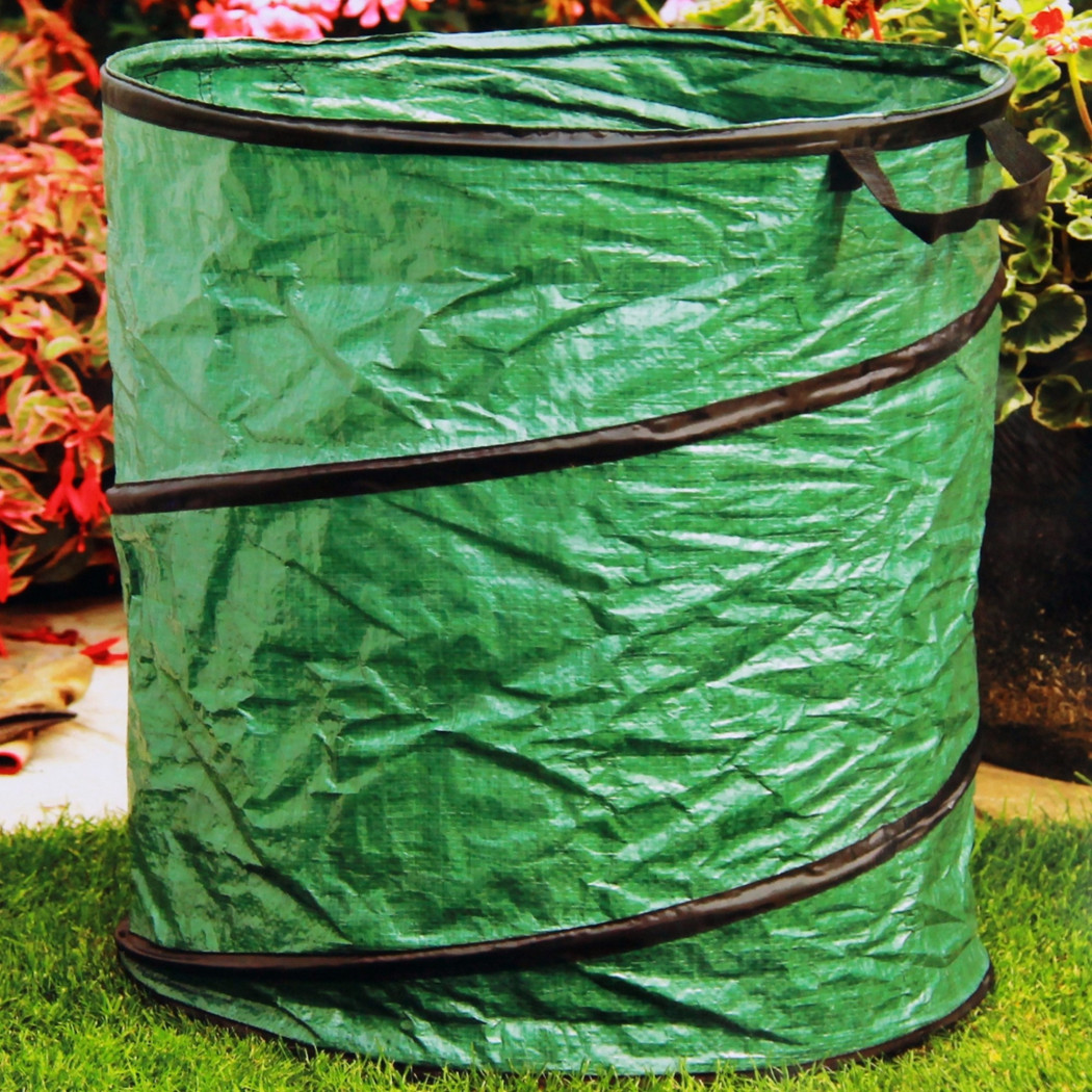 foto del prodotto trade shop cestino cesto per rifiuti da giardino foglie plastica impermeabile con manici 