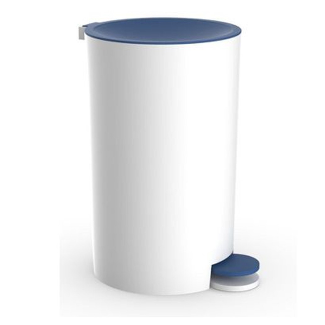 foto del prodotto trade shop cestino pattumiera a pedale arredo bagno bianco blu in plastica accessorio 69893 