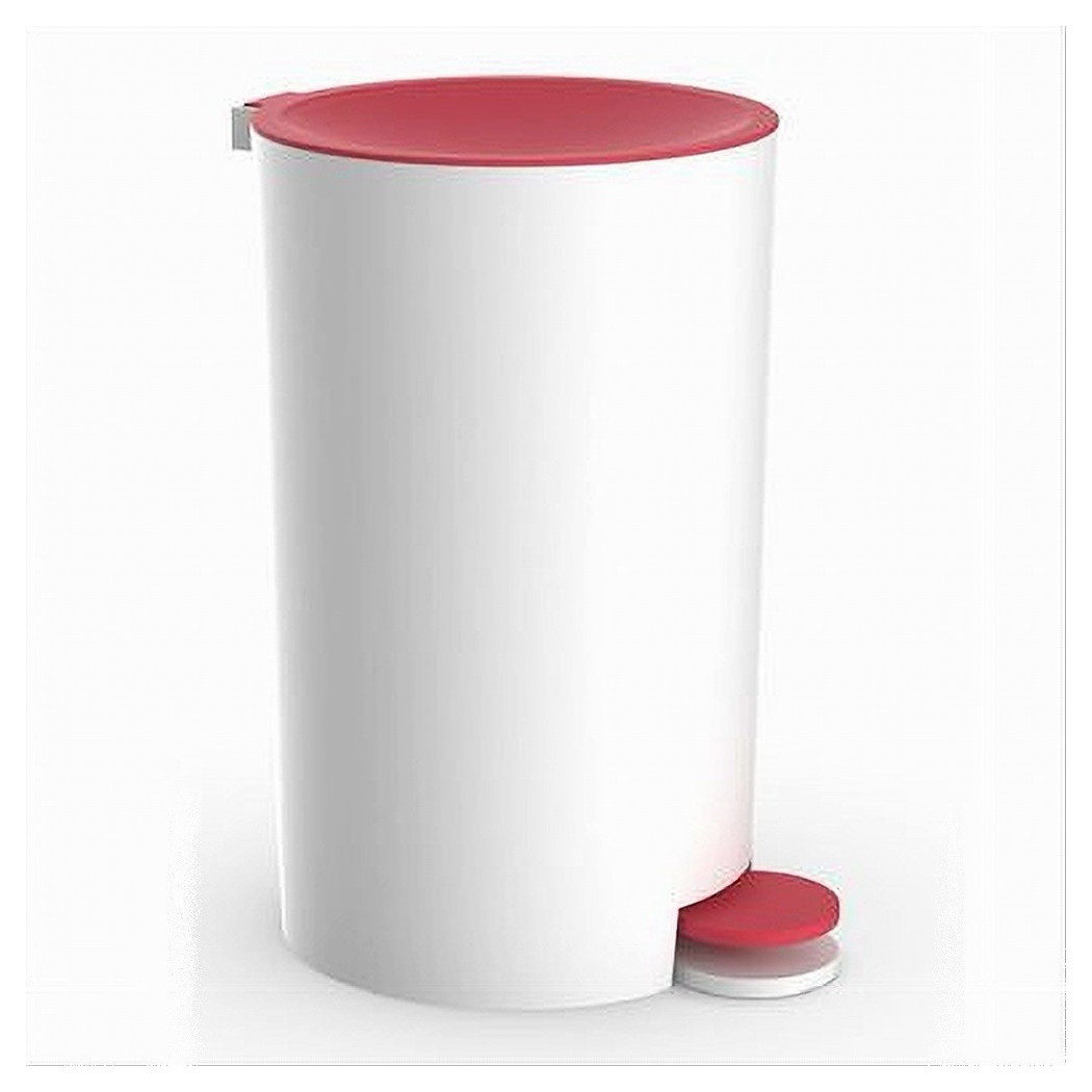 foto del prodotto trade shop cestino pattumiera a pedale arredo bagno bianco rosso plastica accessorio 69934 