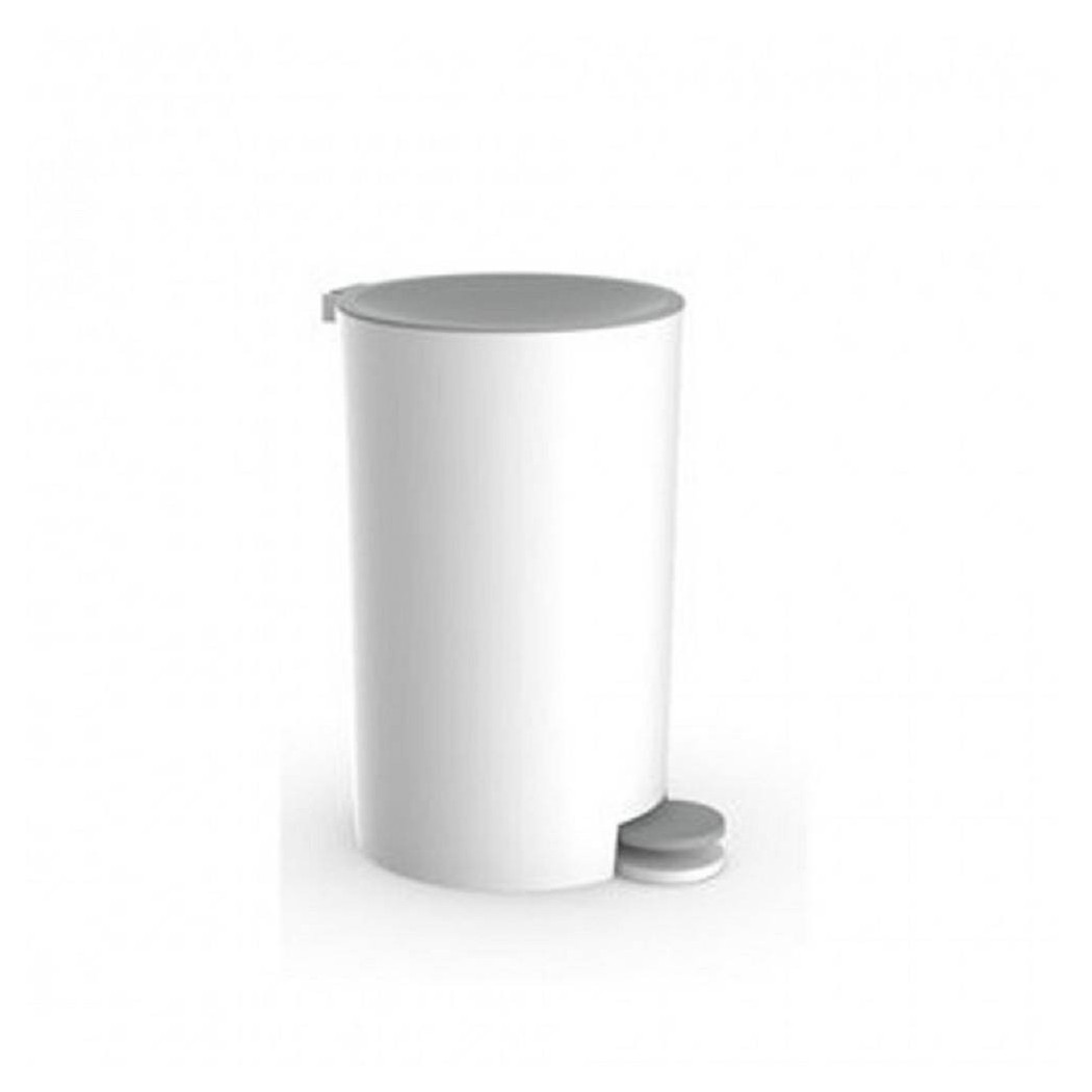 foto del prodotto trade shop cestino pattumiera arredo da bagno bianco grigio in plastica 16 x 25.5 cm 69851 