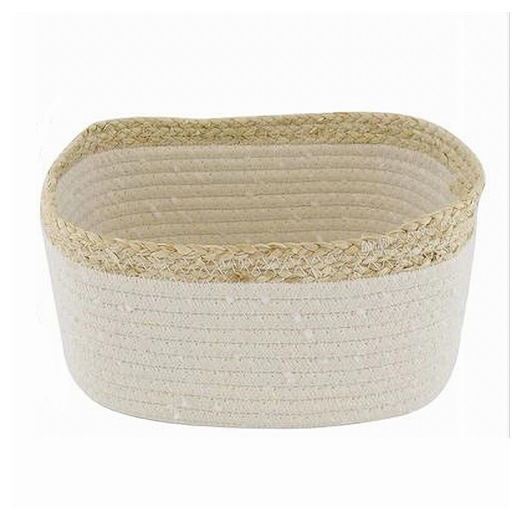 foto del prodotto trade shop cestino porta biancheria oggetti in vimini intrecciato bicolore 25x18x13cm 10675 