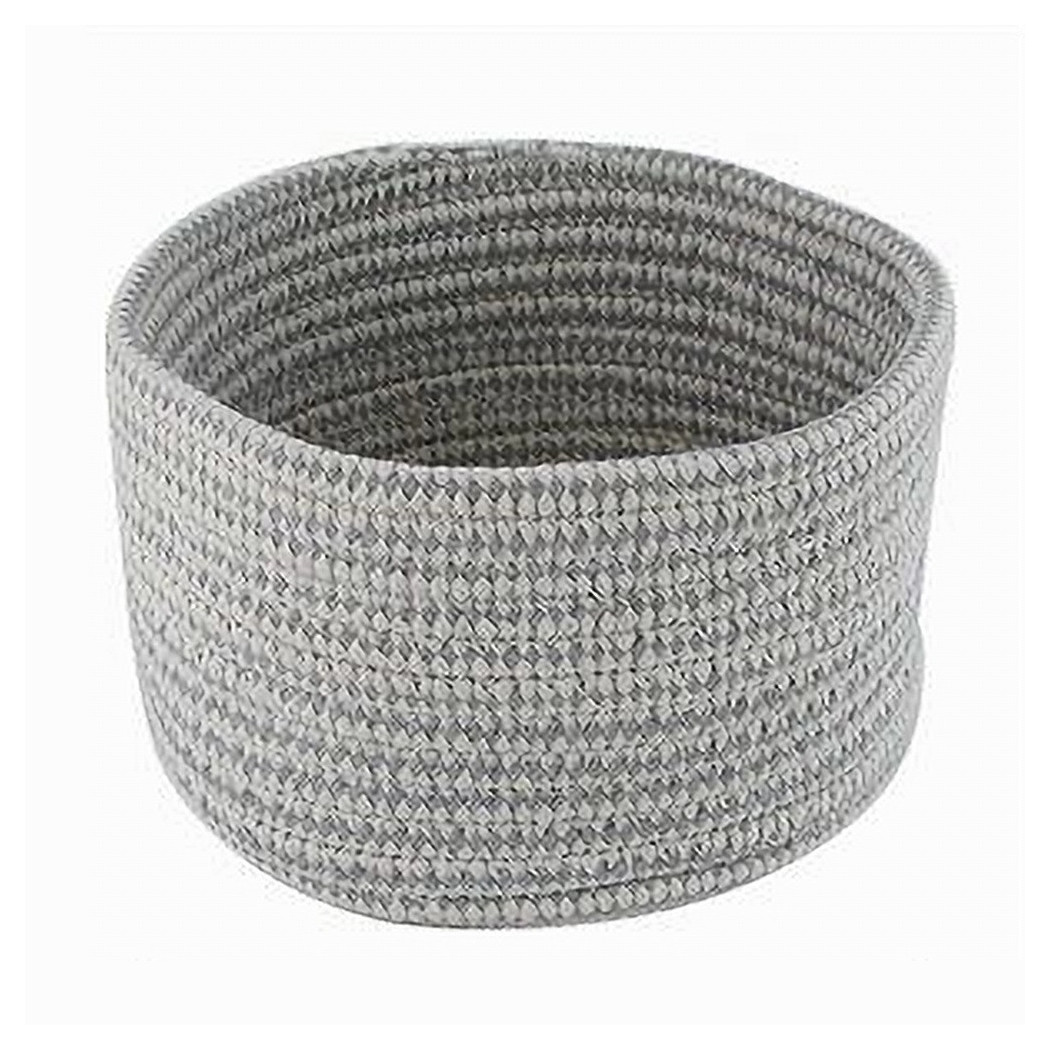 foto del prodotto trade shop cestino porta oggetti cesto tessuto intrecciato grigio tondo casa 18x11 cm 10644 