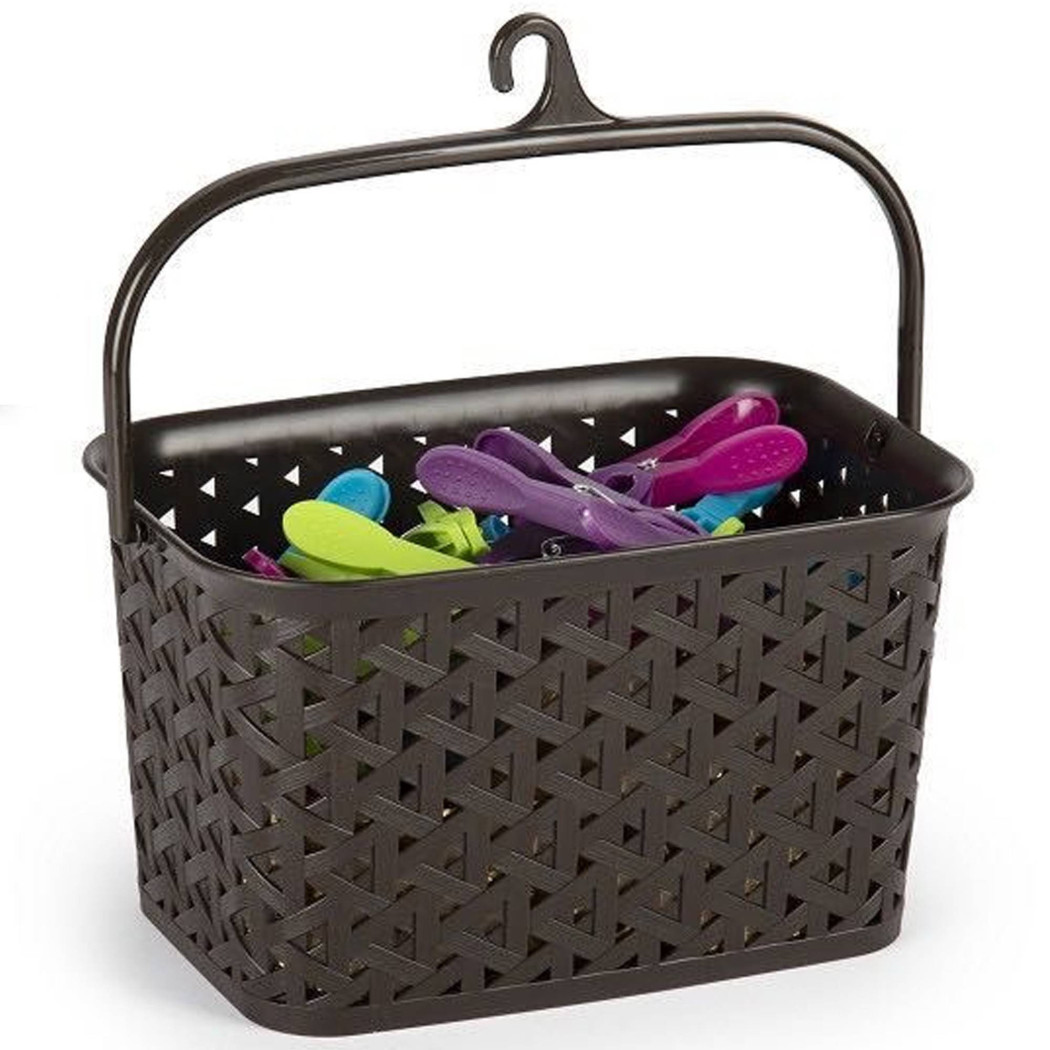 foto del prodotto trade shop cestino portamollette porta mollette cesto effetto rattan in plastica 18x24x14cm 