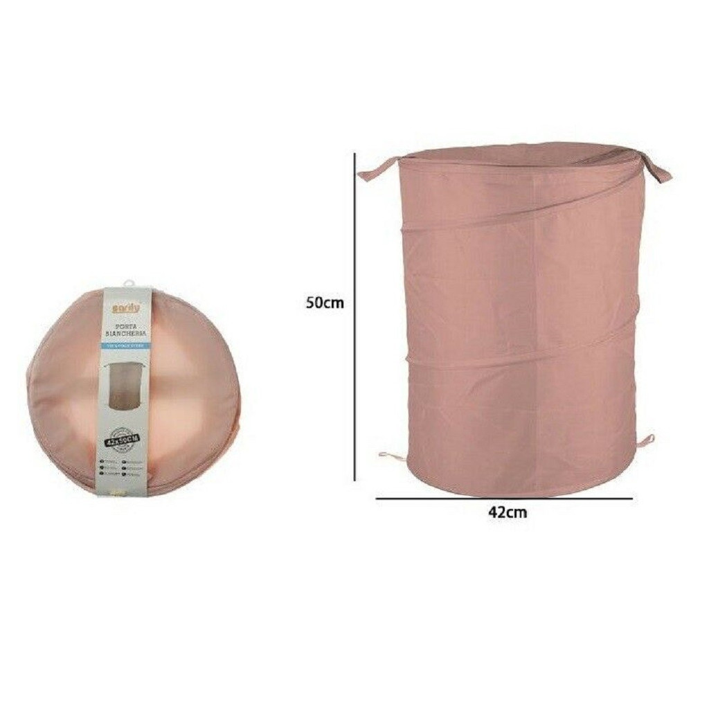 foto del prodotto trade shop cesto contenitore porta biancheria bucato giochi pieghevole 42 x 50cm rosa 79851 