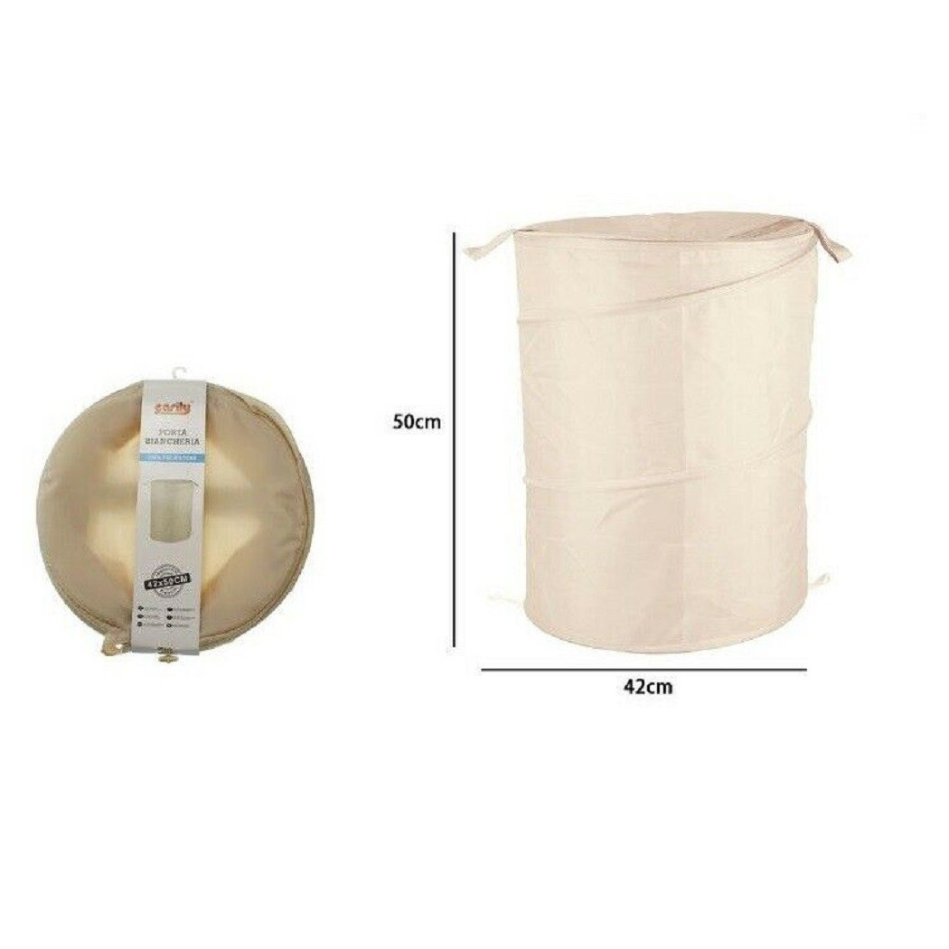 foto del prodotto trade shop cesto contenitore porta biancheria bucato giochi pieghevole 42x50 cm beige 79853 
