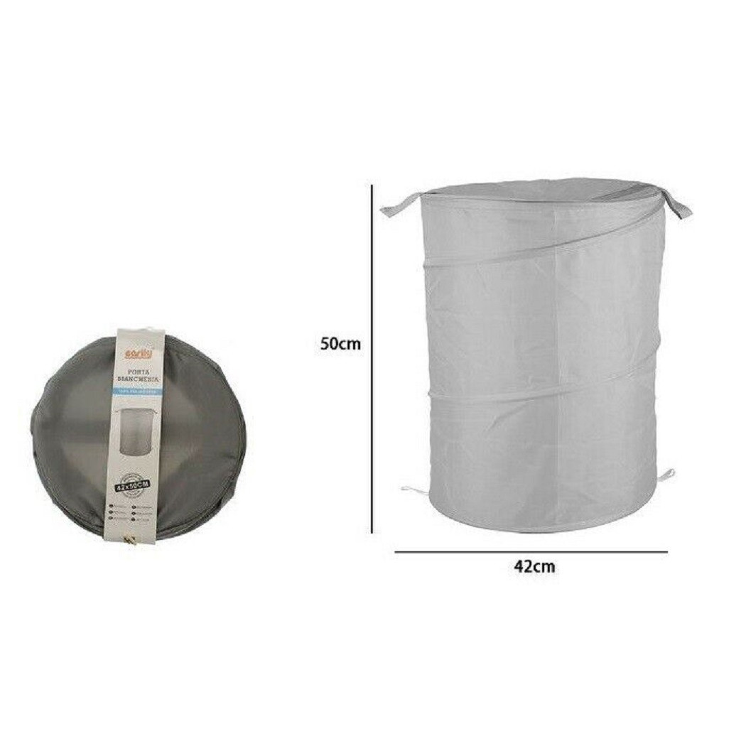 foto del prodotto trade shop cesto contenitore porta biancheria bucato giochi pieghevole 42x50cm grigio 79855 