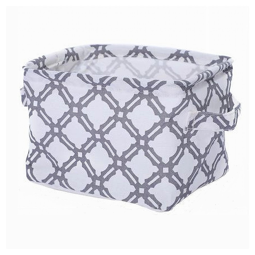 foto del prodotto trade shop cesto contenitore porta biancheria bucato manici tessuto grigio 26x20x16cm 79204 