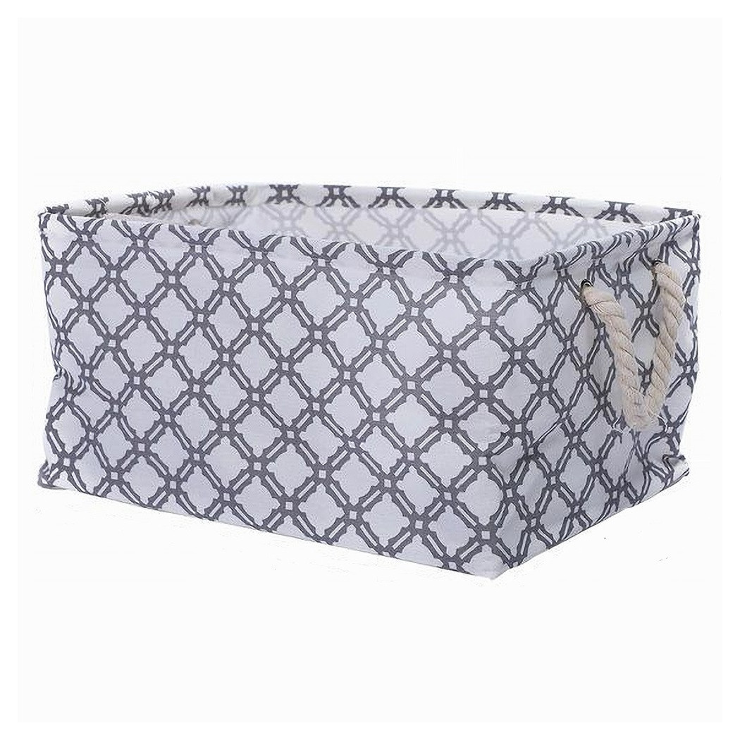 foto del prodotto trade shop cesto contenitore porta biancheria bucato manici tessuto grigio 43x32x25cm 79208 