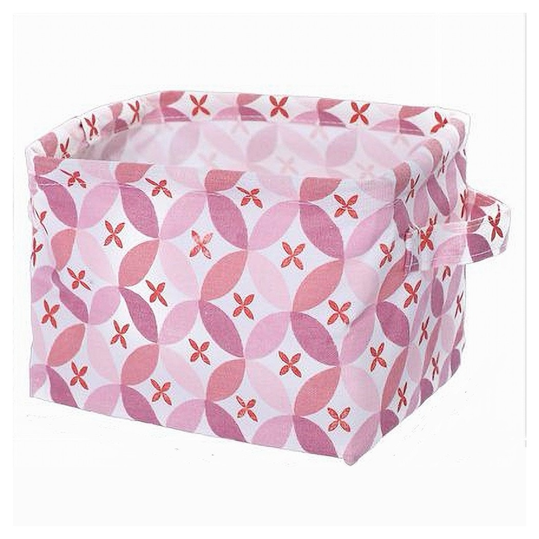 foto del prodotto trade shop cesto contenitore portabiancheria bucato con manici tessuto rosa 26x20x16cm 79203 