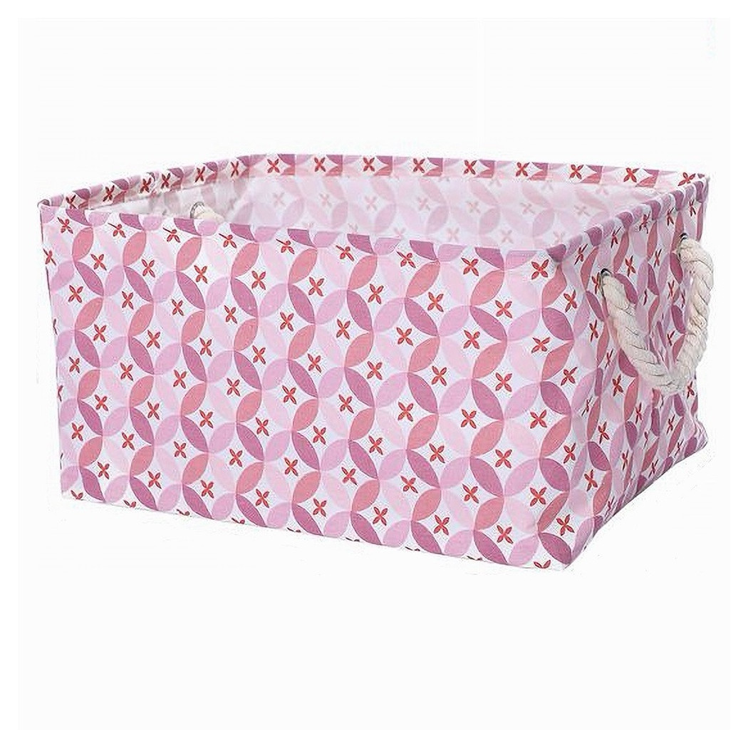 foto del prodotto trade shop cesto contenitore portabiancheria bucato con manici tessuto rosa 43x32x25cm 79207 