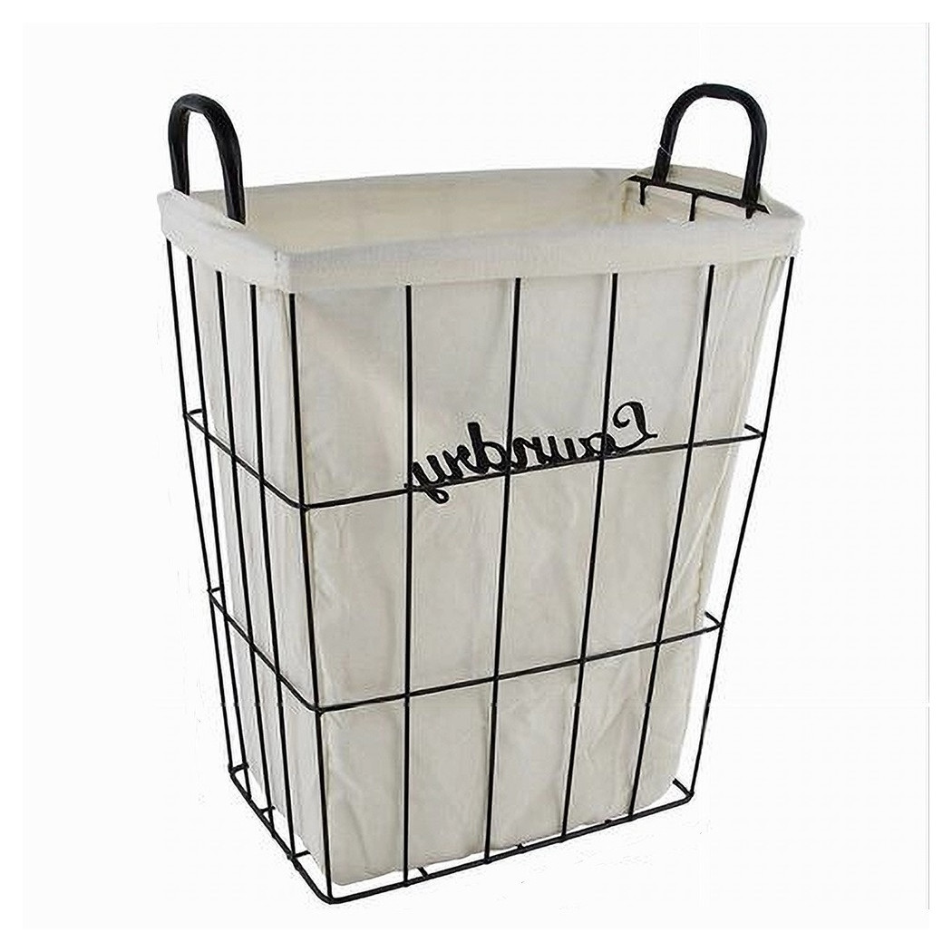foto del prodotto trade shop cesto contenitore portabiancheria in tessuto con struttura in metallo bagno 10630 